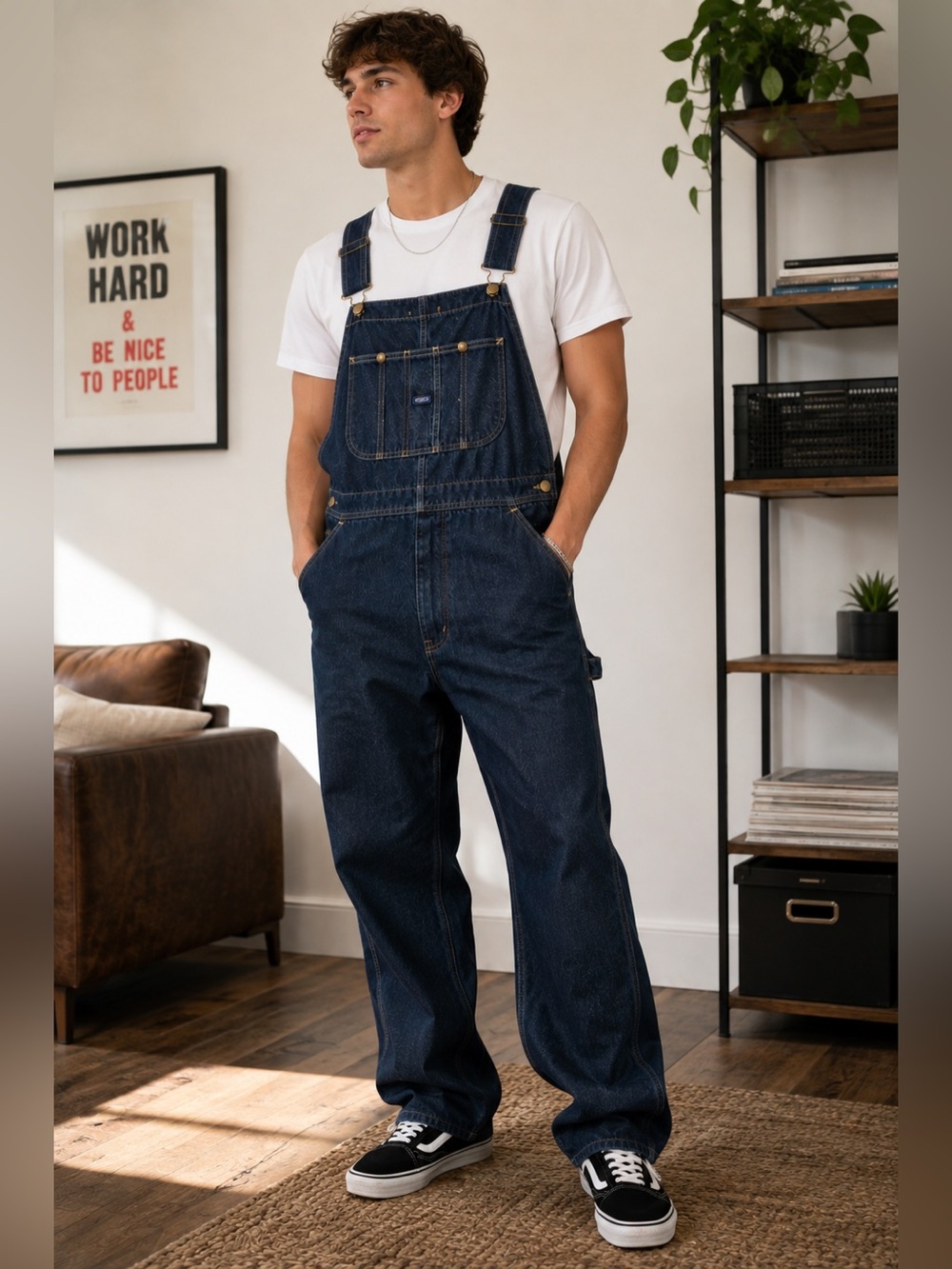 Vintage 70’s/80s Roebucks Denim Overalls 32x30 Dark Wash Workwear Carpenter